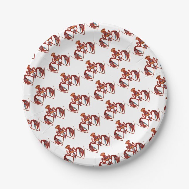 cartoon crayfish paper plates (Front)