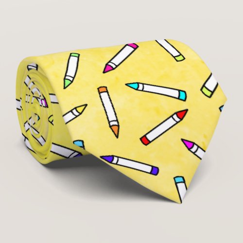 Cartoon Crayon Pattern Decorative Neck Tie