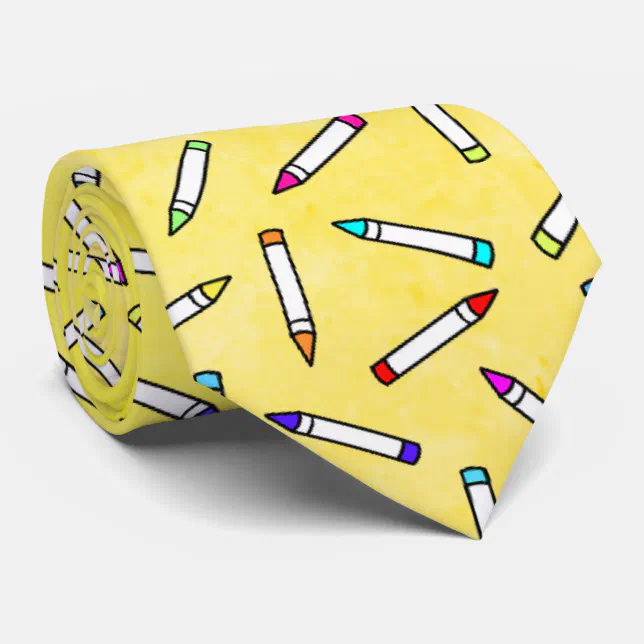 Cartoon Crayon Pattern Decorative Neck Tie (Rolled)