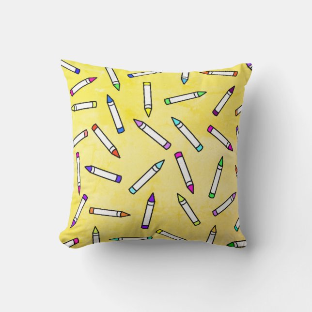 Cartoon Crayon Pattern Decorative Throw Pillow (Front)