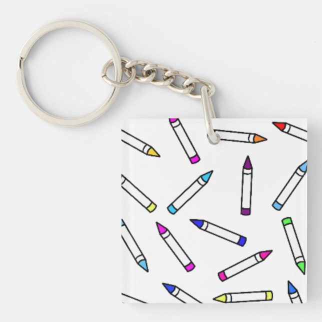 Cartoon Crayon Pattern Keychain (Front)