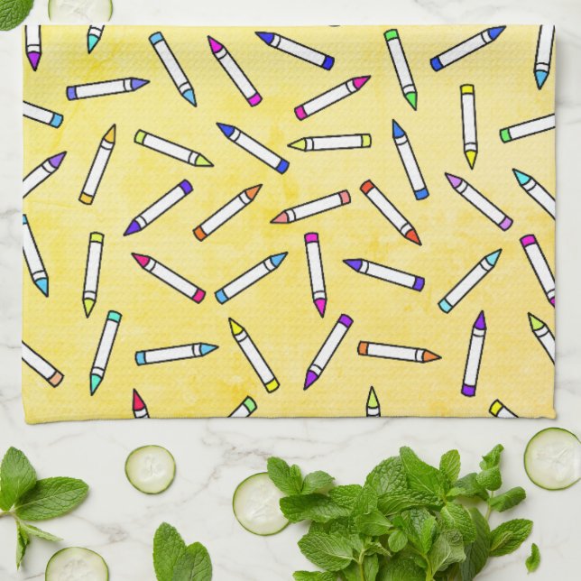 Cartoon Crayon Pattern Kitchen Towel (Folded)