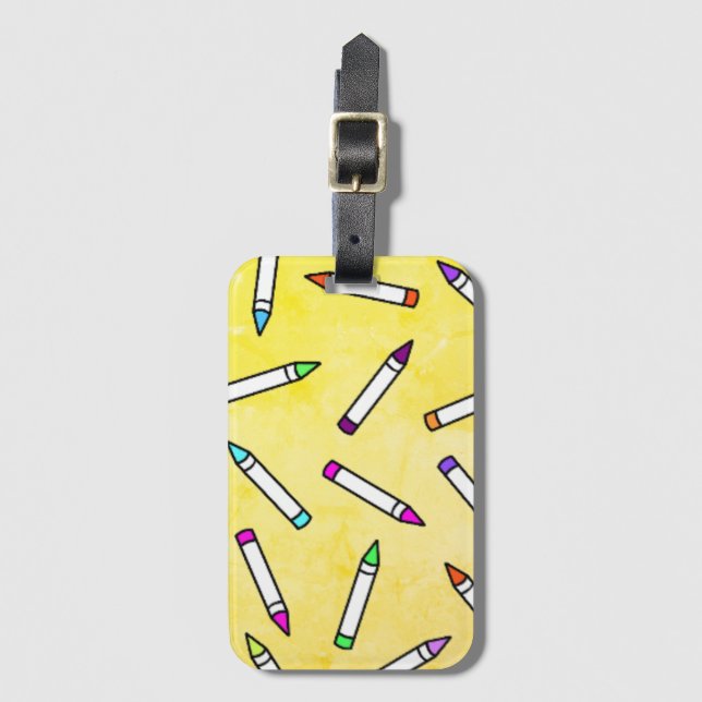 Cartoon Crayon Pattern Luggage Tag (Front Vertical)