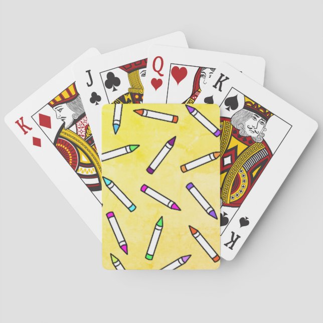 Cartoon Crayon Pattern Poker Cards (Back)