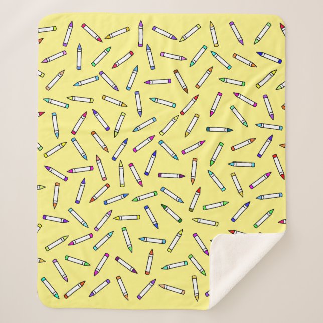 Cartoon Crayon Pattern Sherpa Blanket (Front)