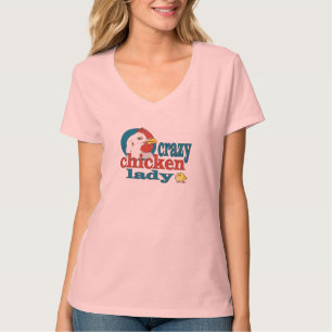 Cartoon Crazy Chicken Lady T-Shirt