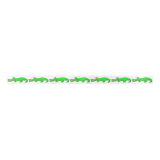 Cartoon crocodile bright green fun ribbon (Front)