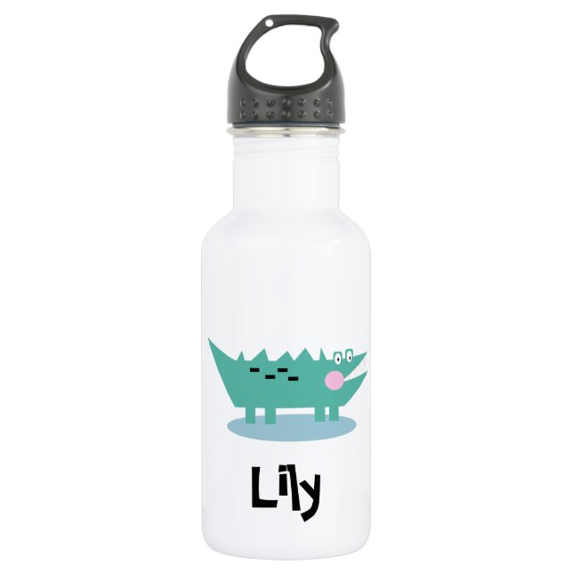 Cartoon Crocodile  Kids  Stainless Steel Water Bottle (Front)