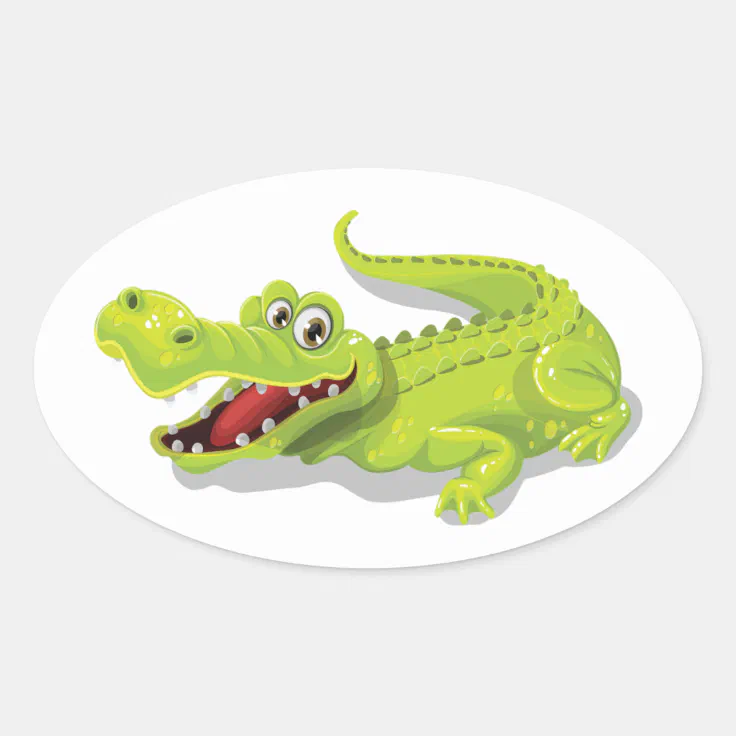 Cartoon Crocodile Oval Sticker | Zazzle Cartoon Crocodile Oval Sticker | Zazzle