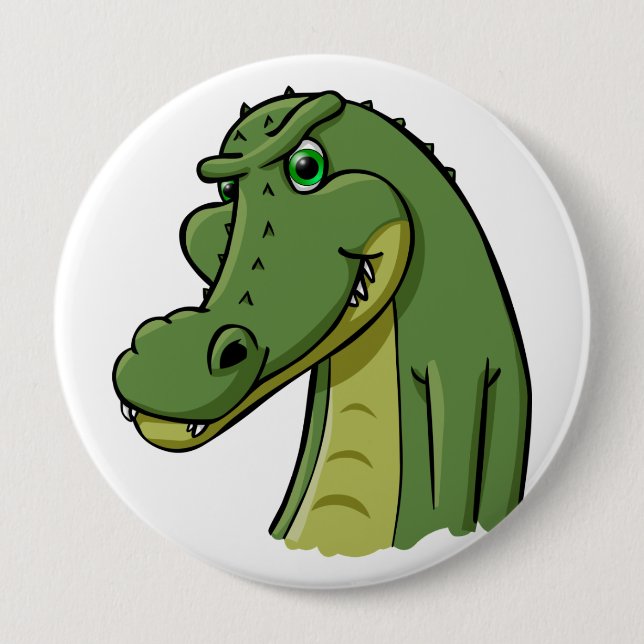 Cartoon Crocodile Pinback Button (Front)