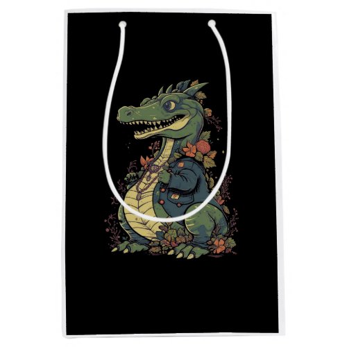 cartoon_crocodile_wearing_jacket_jacket_with_flowe medium gift bag