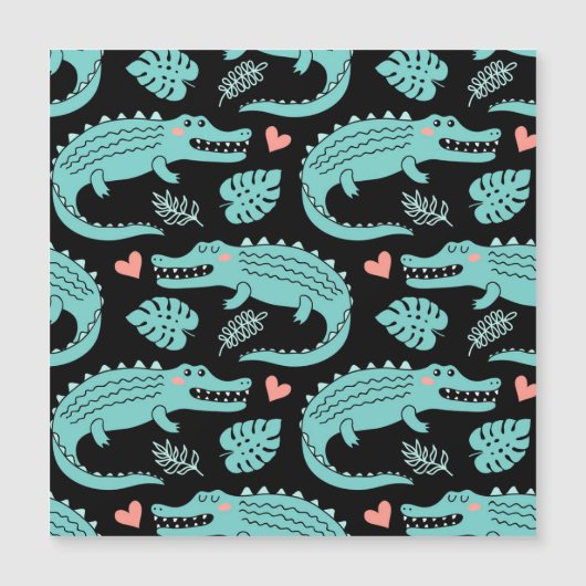 Cartoon crocodiles, cute seamless pattern. (Front)