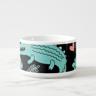 Cartoon crocodiles, cute seamless pattern. bowl