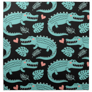 Cartoon crocodiles, cute seamless pattern. cloth napkin