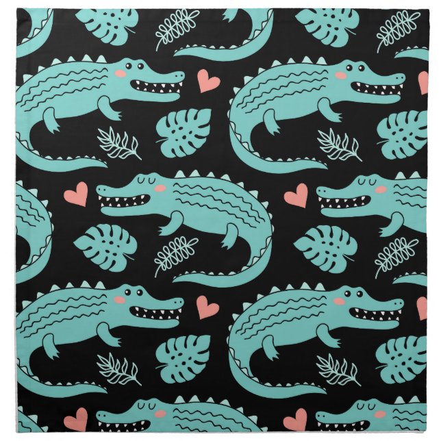 Cartoon crocodiles, cute seamless pattern. cloth napkin (Front)