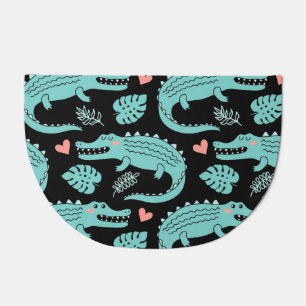 Cartoon crocodiles, cute seamless pattern. doormat