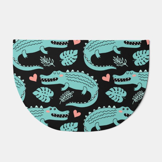 Cartoon crocodiles, cute seamless pattern. doormat (Front)