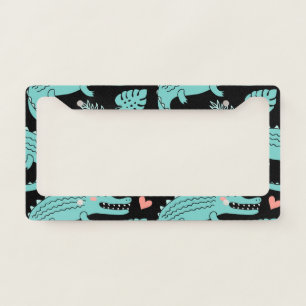 Cartoon crocodiles, cute seamless pattern. license plate frame