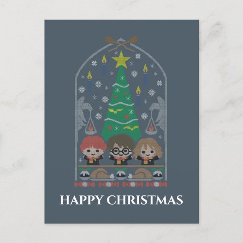 Cartoon Cross_Stitch HOGWARTS Christmas Feast Holiday Postcard