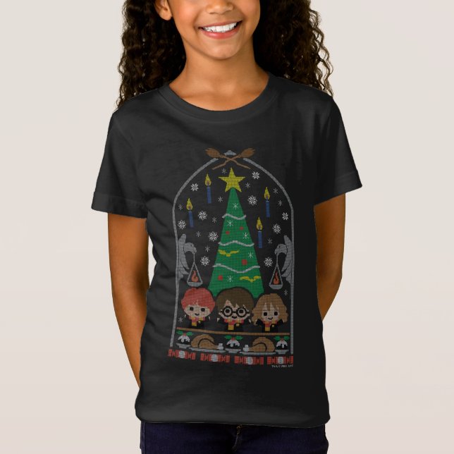 Cartoon Cross-Stitch HOGWARTS™ Christmas Feast T-Shirt (Front)