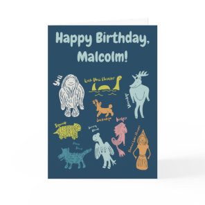 Cartoon Cryptids Cryptozoology Custom Birthday Card