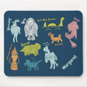 Cartoon Cryptids Cryptozoology Guide Personalized Mouse Pad