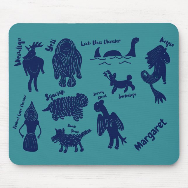 Cartoon Cryptids Cryptozoology Guide Personalized  Mouse Pad (Front)