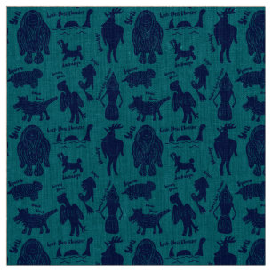 Cartoon Cryptids Cryptozoology ID Guide Fabric