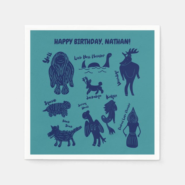 Cartoon Cryptids Cryptozoology Monsters Custom Nap Napkins (Front)