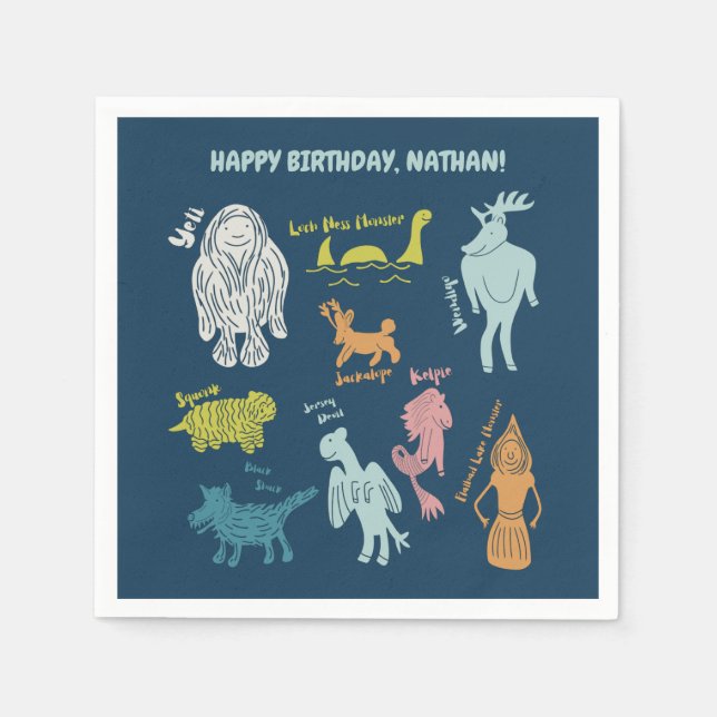 Cartoon Cryptids Cryptozoology Monsters Custom Napkins (Front)
