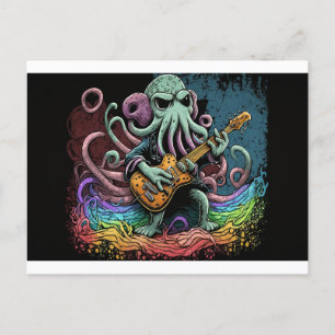 Cartoon Cthulhu Rock 'n Roll Postcard