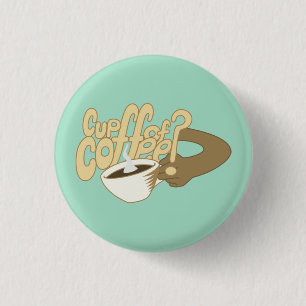 Cartoon "Cup of Coffee" art with mug Button