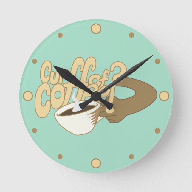 Cartoon "Cup of Coffee" with mug Round Clock (Front)