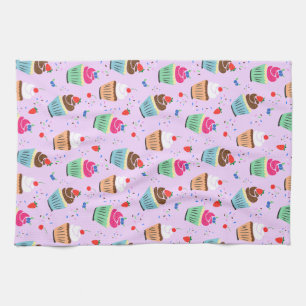 Cartoon cupcake pattern sweet dessert bakery kitchen towel