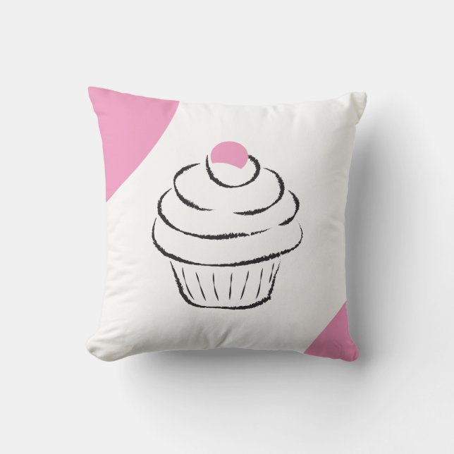 Cartoon Cupcake Throw Pillow (Front)