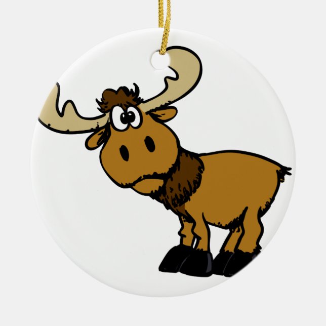 Cartoon Curious moose | choose background color Ceramic Ornament (Front)
