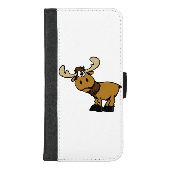 Cartoon Curious moose | choose background color iPhone Wallet Case (Front)