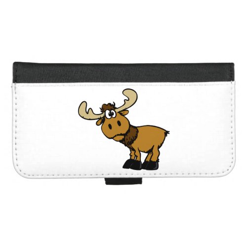 Cartoon Curious moose  choose background color iPhone 87 Plus Wallet Case