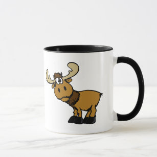 Cartoon Curious moose   choose background color Mug