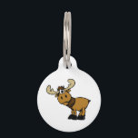 Cartoon Curious moose | choose background color Pet ID Tag<br><div class="desc">moose reindeer deer cartoon ,  illustration   for animal  head  , funny  mascot  elk  nature,   wild   drawing  zoo  wildlife,   horn   forest  brown  happy ,   antler  comic   smile  cheerful,   wood  christmas   animals  cute,  alaska love lovers kid , kids boy boys draw , moose reindeer deer cartoon</div>