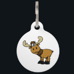 Cartoon Curious moose | choose background color Pet ID Tag<br><div class="desc">moose reindeer deer cartoon ,  illustration   for animal  head  , funny  mascot  elk  nature,   wild   drawing  zoo  wildlife,   horn   forest  brown  happy ,   antler  comic   smile  cheerful,   wood  christmas   animals  cute,  alaska love lovers kid , kids boy boys draw , moose reindeer deer cartoon</div>