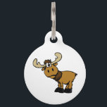 Cartoon Curious moose | choose background color Pet ID Tag<br><div class="desc">moose reindeer deer cartoon ,  illustration   for animal  head  , funny  mascot  elk  nature,   wild   drawing  zoo  wildlife,   horn   forest  brown  happy ,   antler  comic   smile  cheerful,   wood  christmas   animals  cute,  alaska love lovers kid , kids boy boys draw , moose reindeer deer cartoon</div>