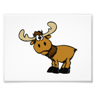 Cartoon Curious moose   choose background color Photo Print