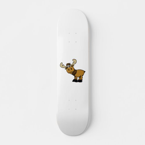 Cartoon Curious moose  choose background color Skateboard