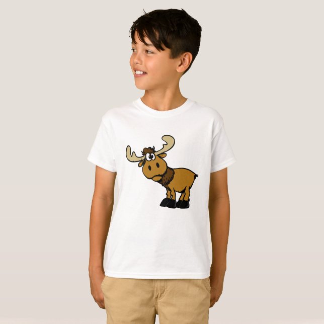 Cartoon Curious moose | choose background color T-Shirt (Front Full)