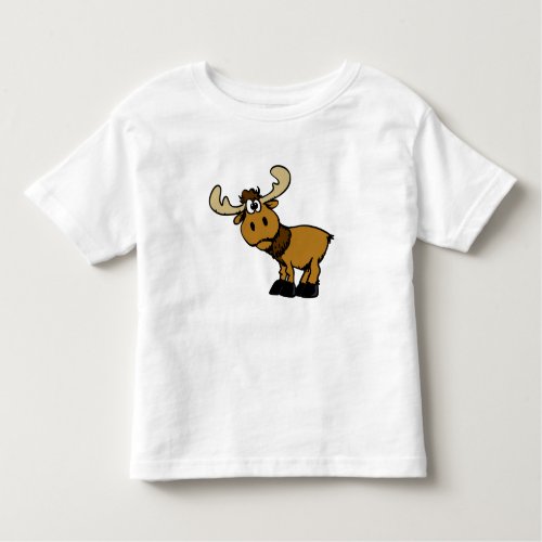 Cartoon Curious moose  choose background color Toddler T_shirt