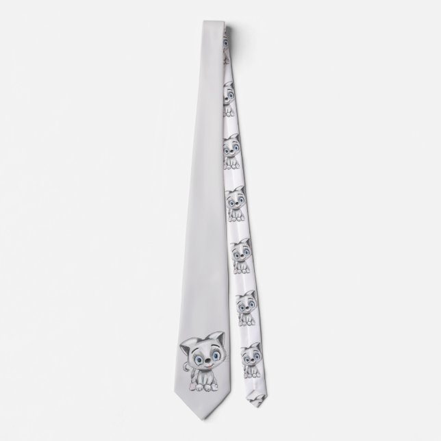 Cartoon Cute Cat Neck Tie | Funny Kitty Pattern  (Front)