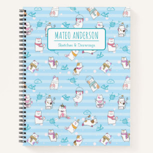 Cartoon Cute Cats Personalized Kid Sketchbook Notebook