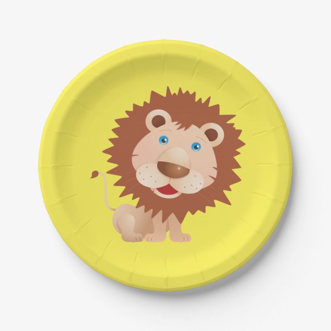 Cartoon Cute Circus Lion Birthday Party Paper Plates (Front)