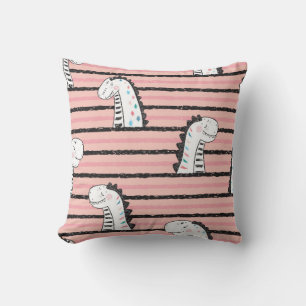 Cartoon Cute Dinosaurs vintage Seamless pattern. C Throw Pillow